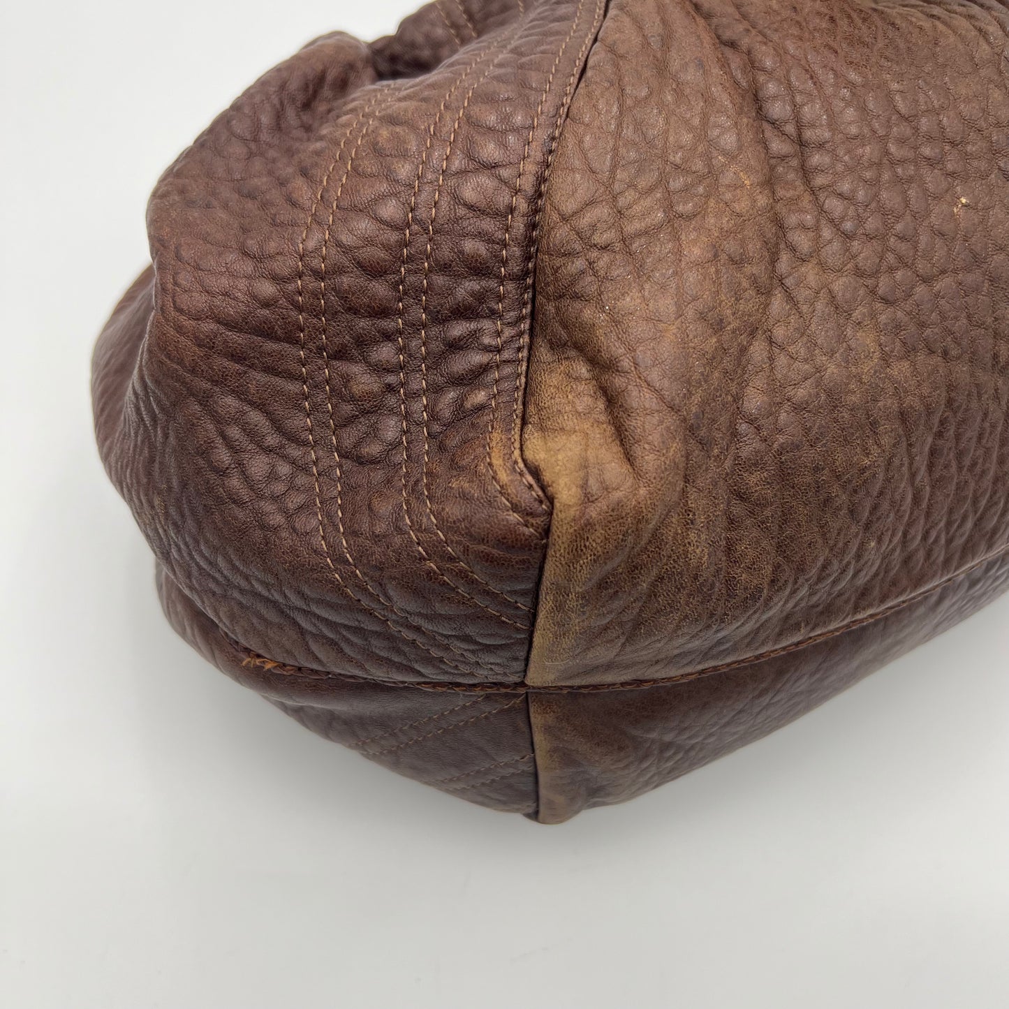 Fendi Brown Pebbled Leather Spy Bag