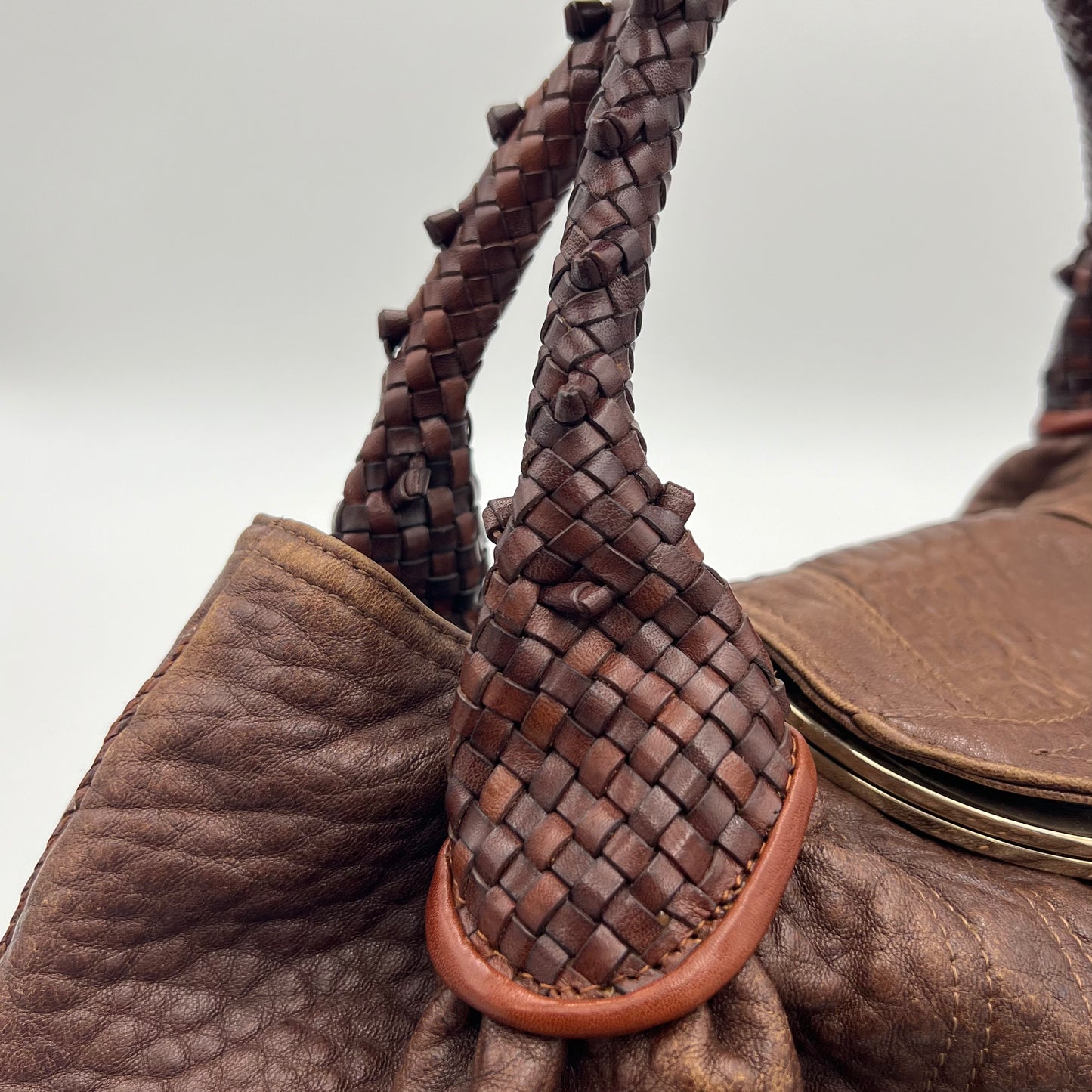 Fendi Brown Pebbled Leather Spy Bag