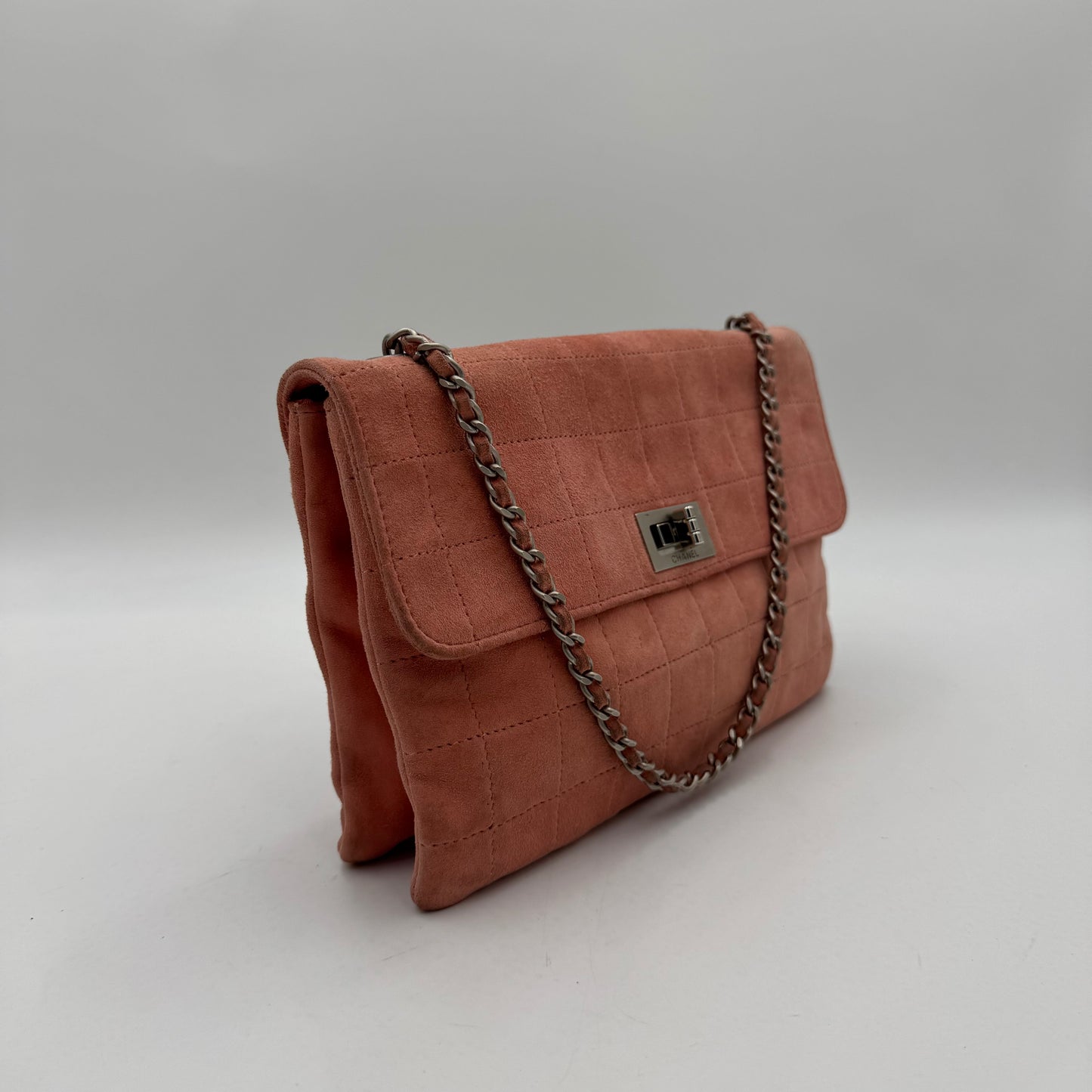 Chanel Pink Suede Choco Bar 2.55 Shoulder Bag Series 6