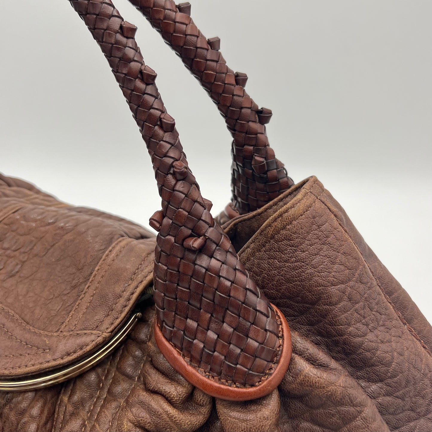 Fendi Brown Pebbled Leather Spy Bag