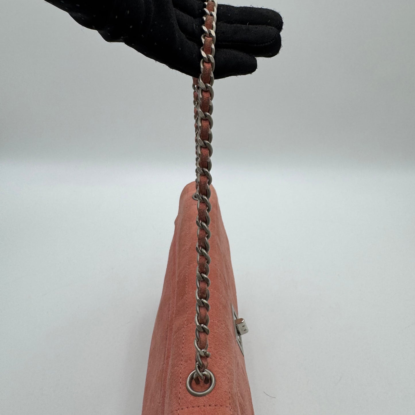 Chanel Pink Suede Choco Bar 2.55 Shoulder Bag Series 6
