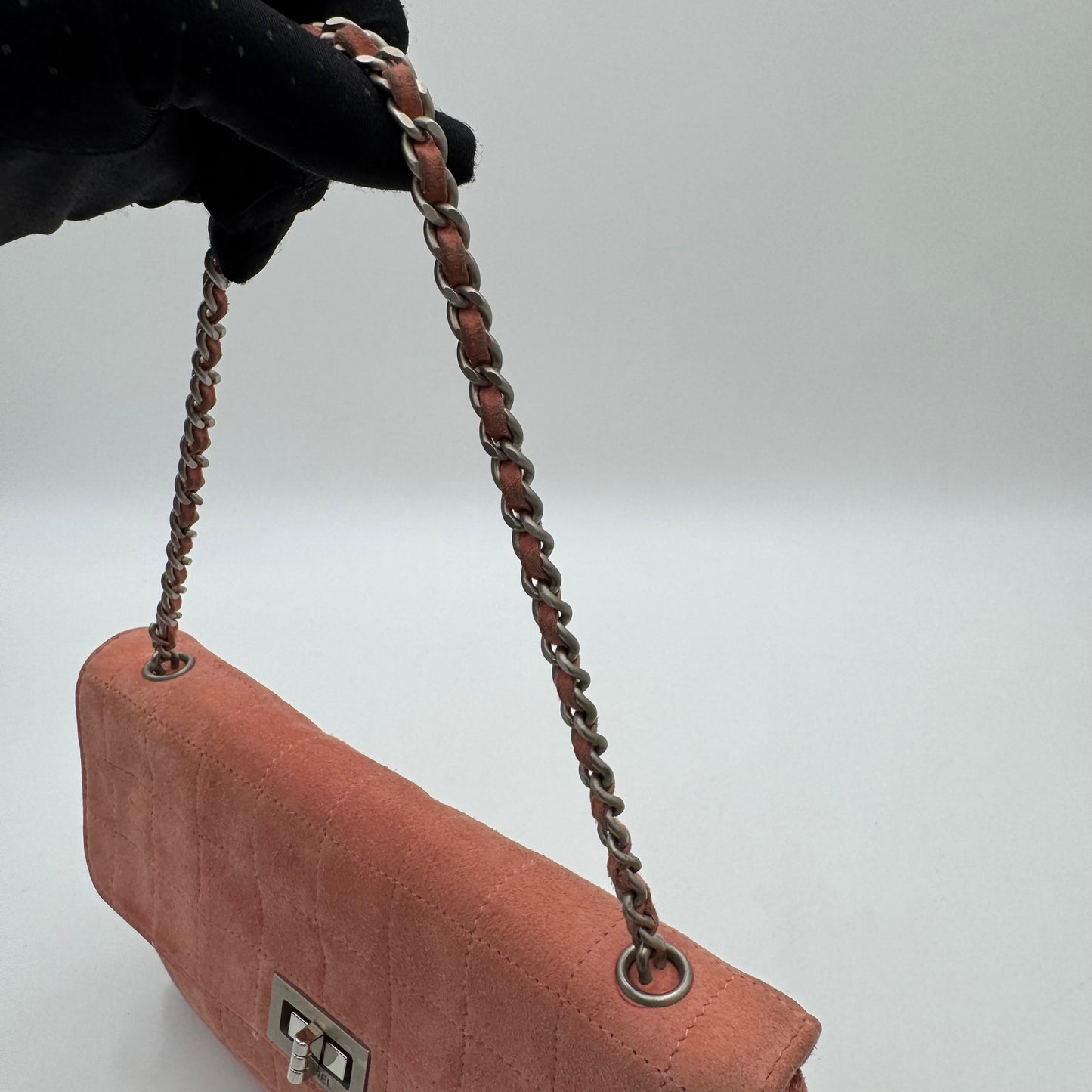 Chanel Pink Suede Choco Bar 2.55 Shoulder Bag Series 6