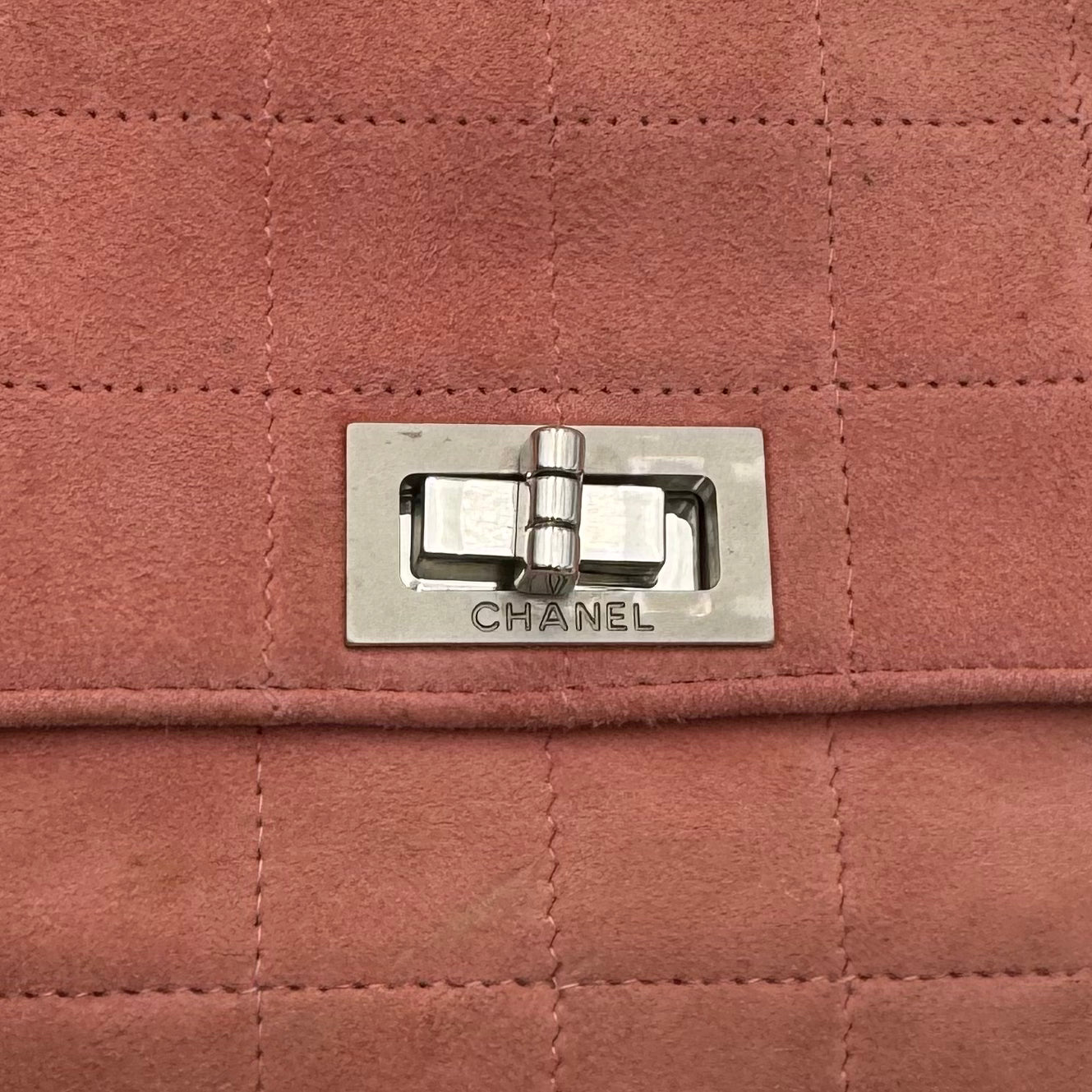 Chanel Pink Suede Choco Bar 2.55 Shoulder Bag Series 6
