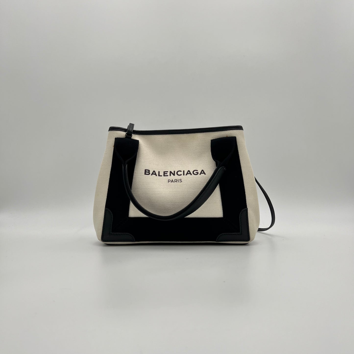 Balenciaga White Navy Cabas XS