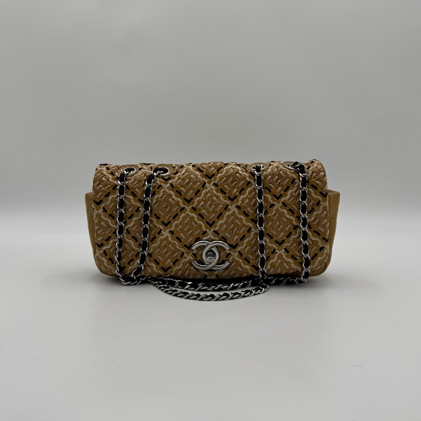 Chanel Yellow Patent Leather Tweed Flap Bag SHW Series 14