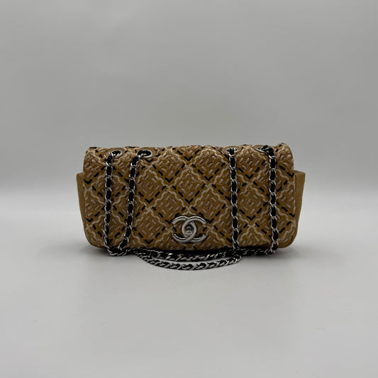 Chanel Yellow Patent Leather Tweed Flap Bag SHW Series 14