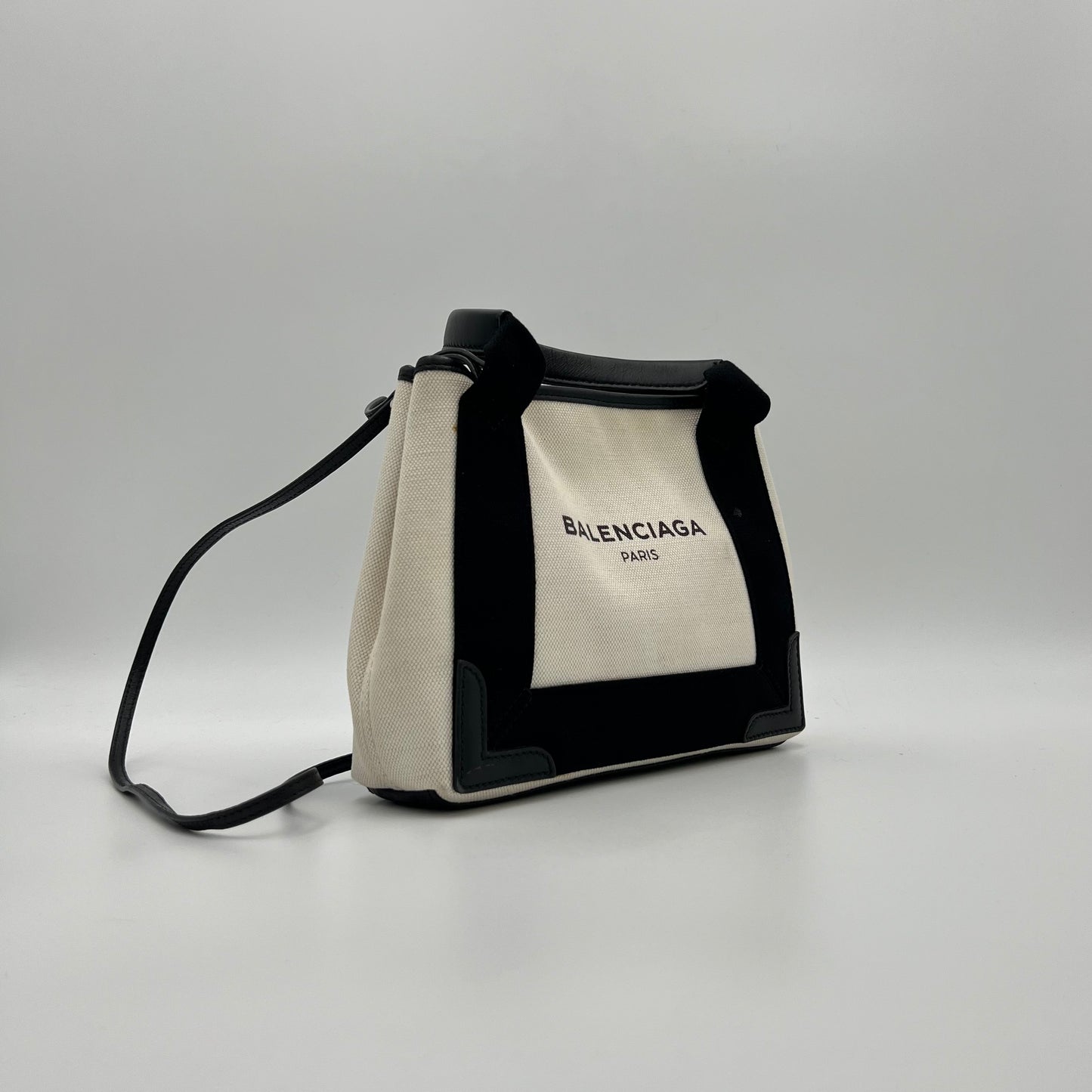 Balenciaga White Navy Cabas XS