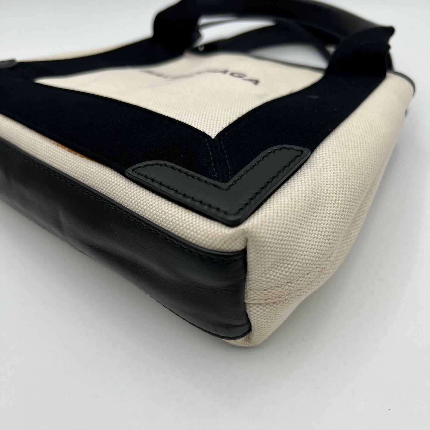 Balenciaga White Navy Cabas XS
