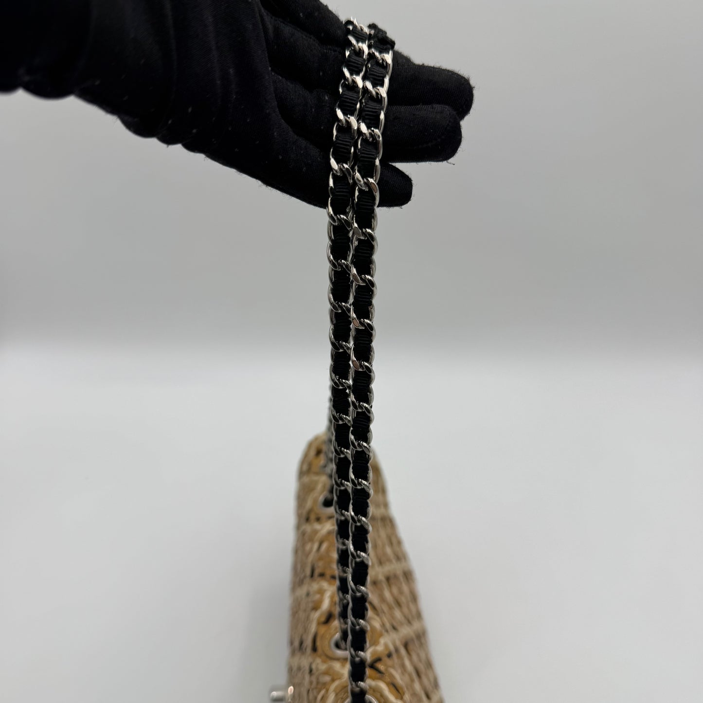 Chanel Yellow Patent Leather Tweed Flap Bag SHW Series 14