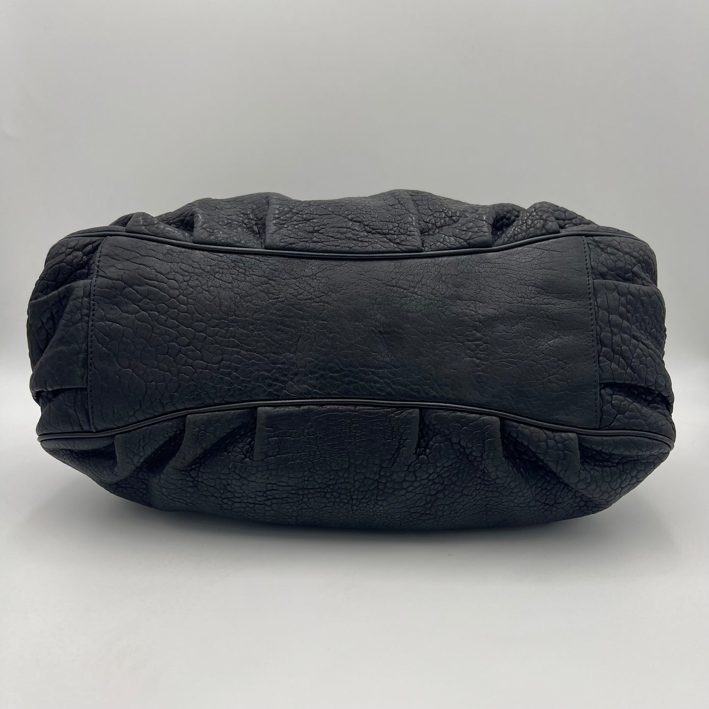 Fendi Black Pebbled Leather Mia Tote GHW