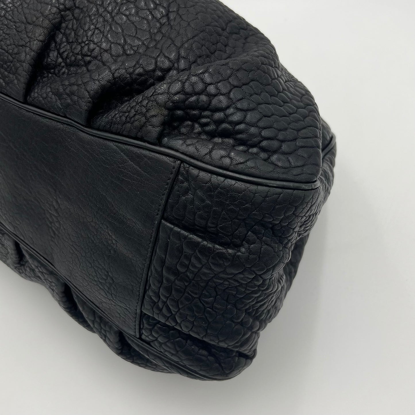 Fendi Black Pebbled Leather Mia Tote GHW