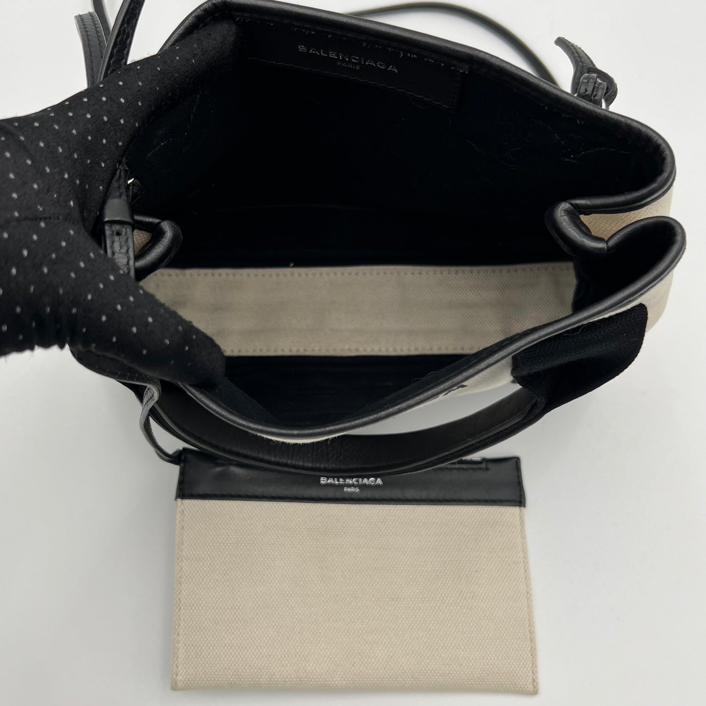 Balenciaga White Navy Cabas XS