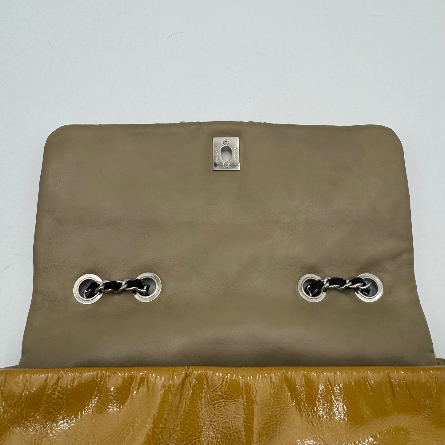 Chanel Yellow Patent Leather Tweed Flap Bag SHW Series 14