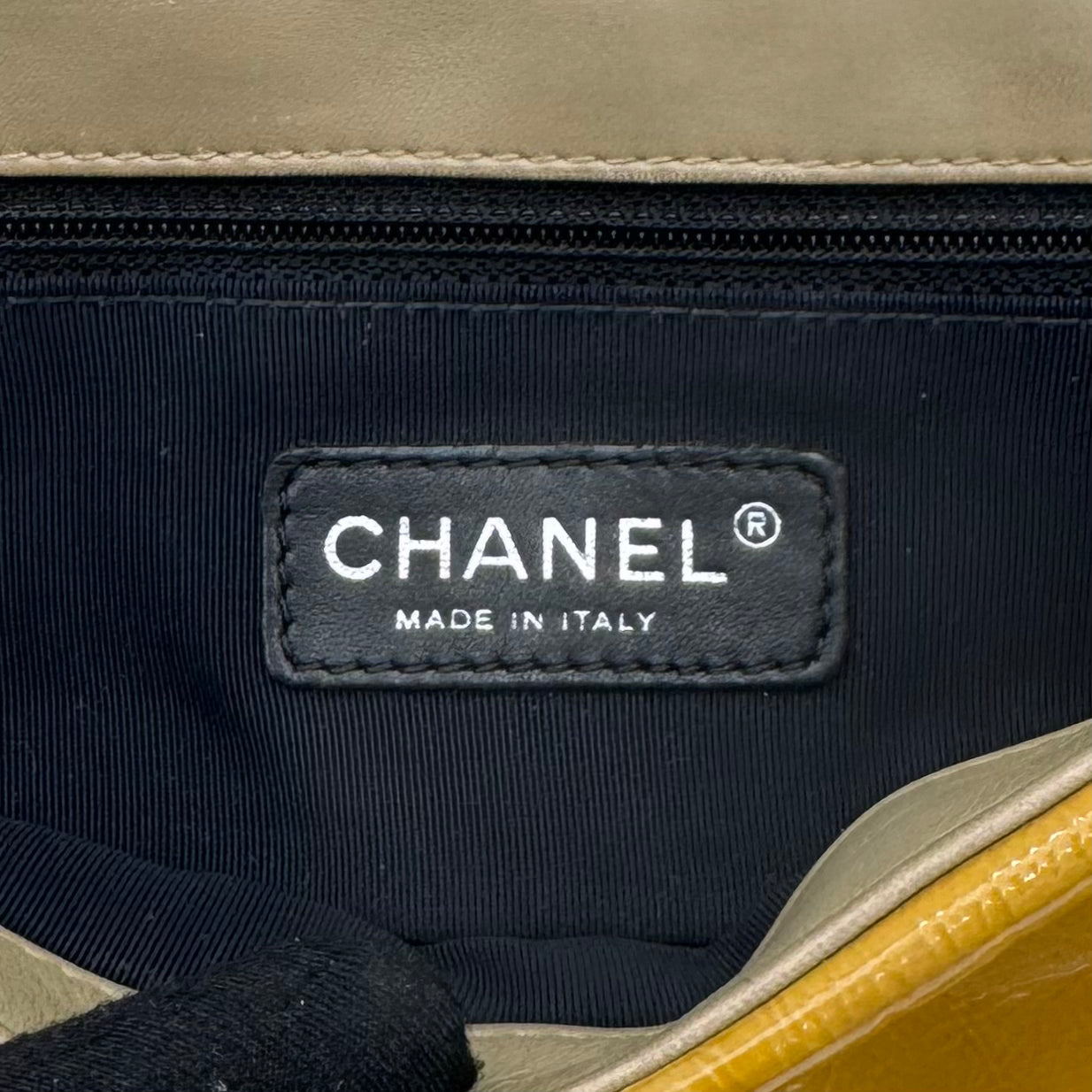 Chanel Yellow Patent Leather Tweed Flap Bag SHW Series 14