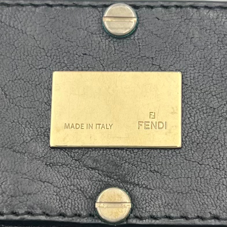 Fendi Black Pebbled Leather Mia Tote GHW