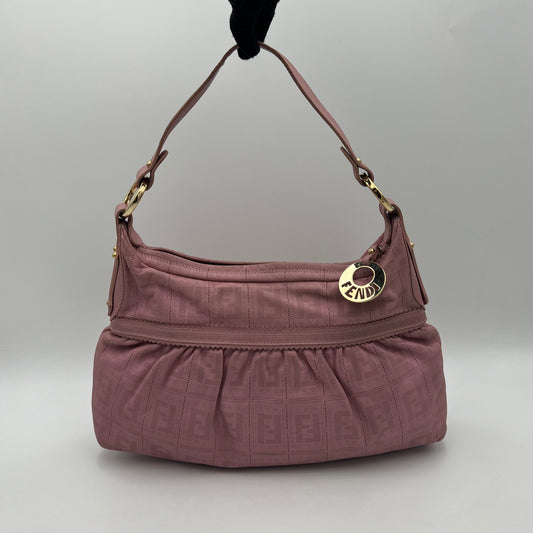 Fendi Pink Zucca Perforated Leather Chef Hobo Shoulder Bag