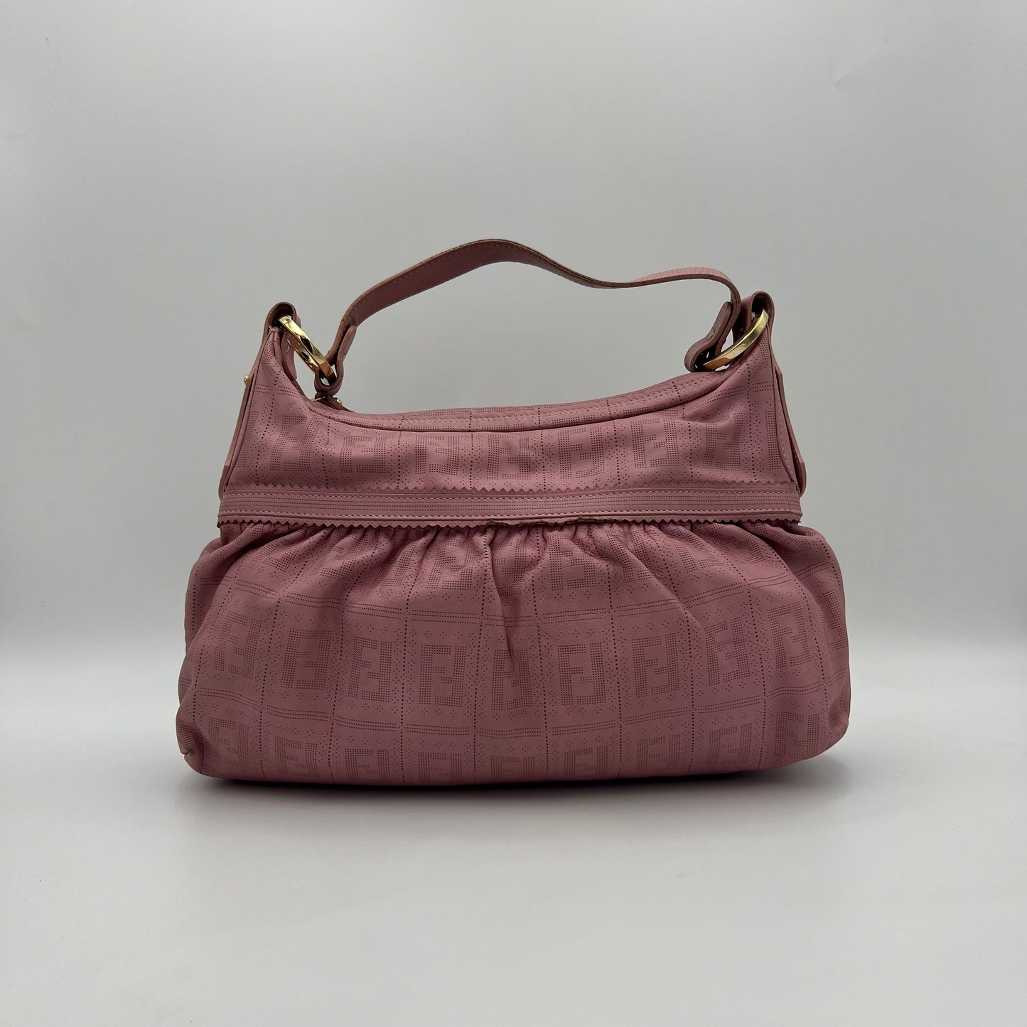 Fendi Pink Zucca Perforated Leather Chef Hobo Shoulder Bag