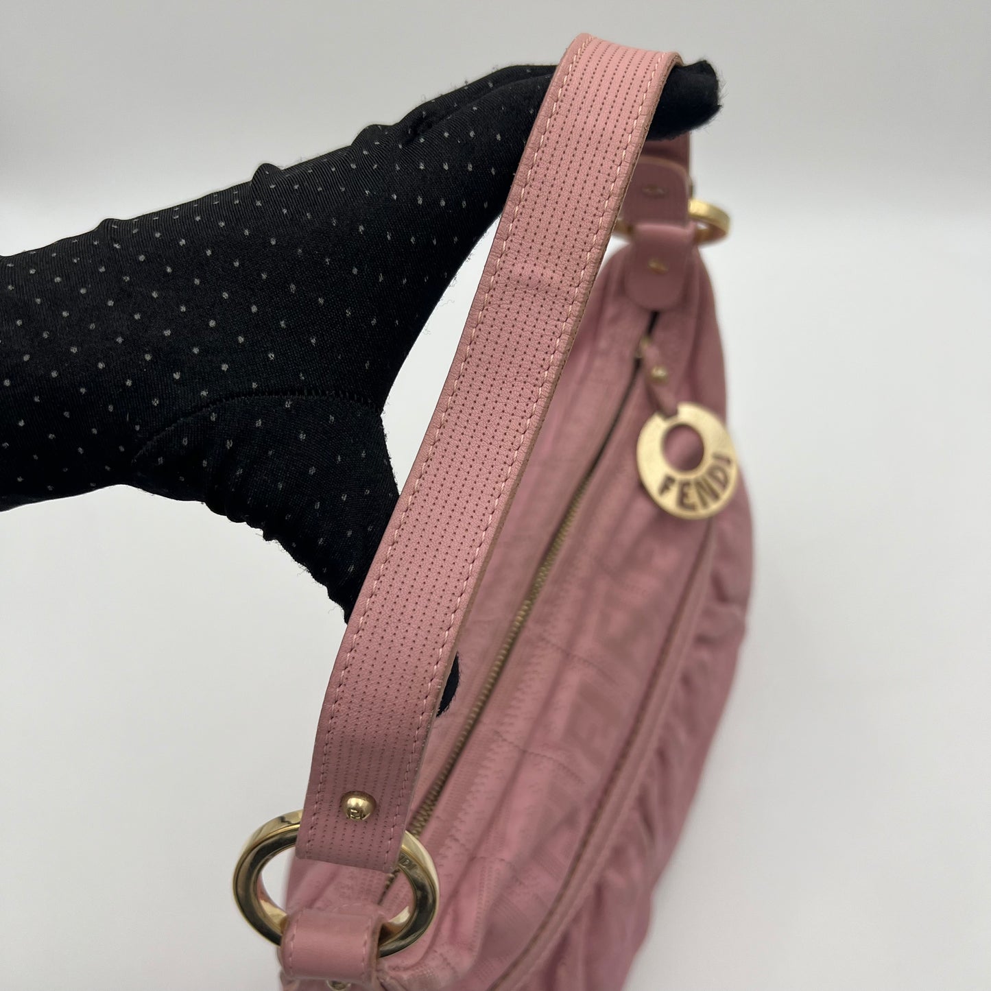 Fendi Pink Zucca Perforated Leather Chef Hobo Shoulder Bag