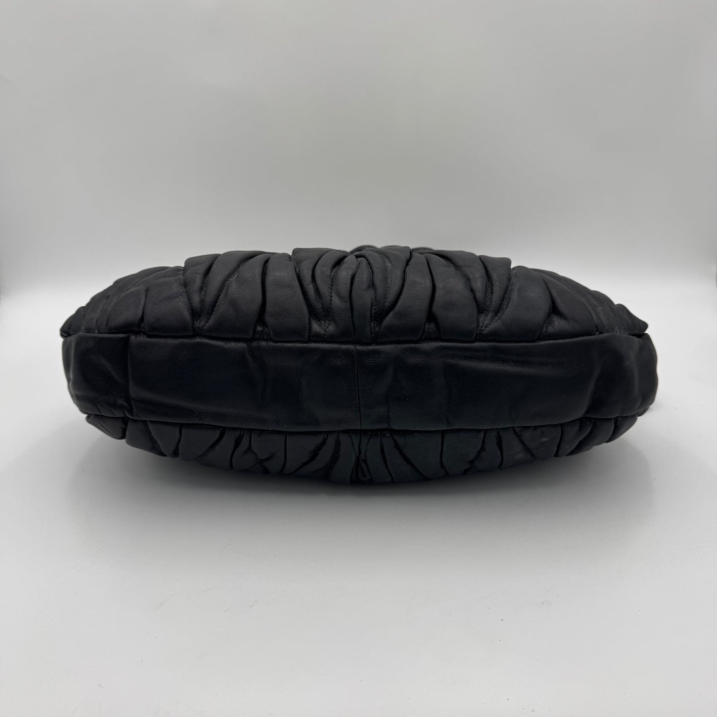 Miu Miu Black Matelasse Nappa Leather Braided Handle Large Coffer Handbag with Long Strap GHW