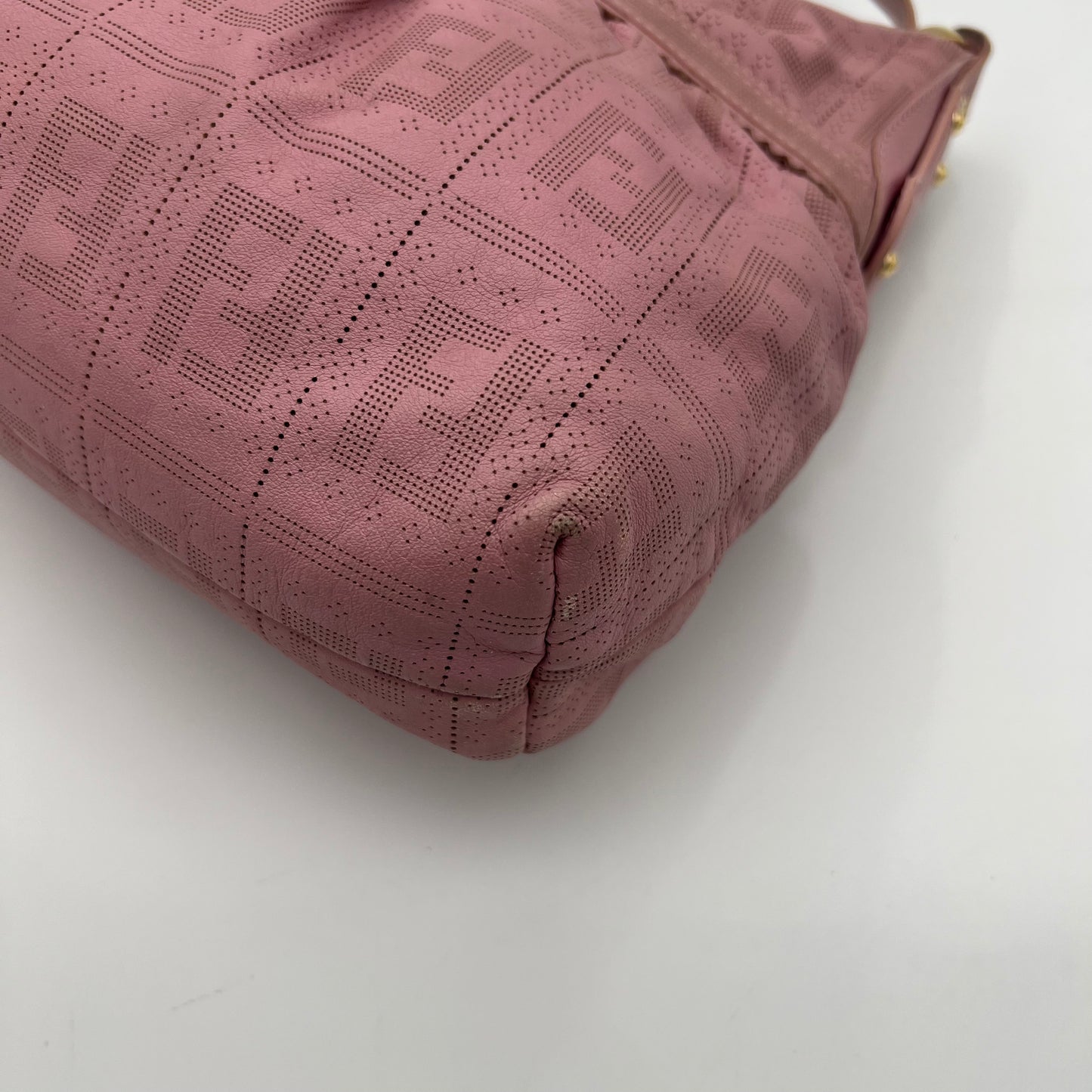 Fendi Pink Zucca Perforated Leather Chef Hobo Shoulder Bag