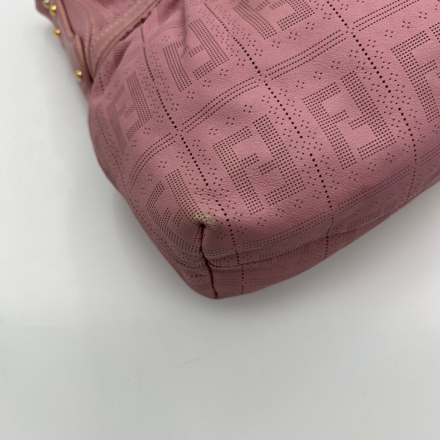 Fendi Pink Zucca Perforated Leather Chef Hobo Shoulder Bag