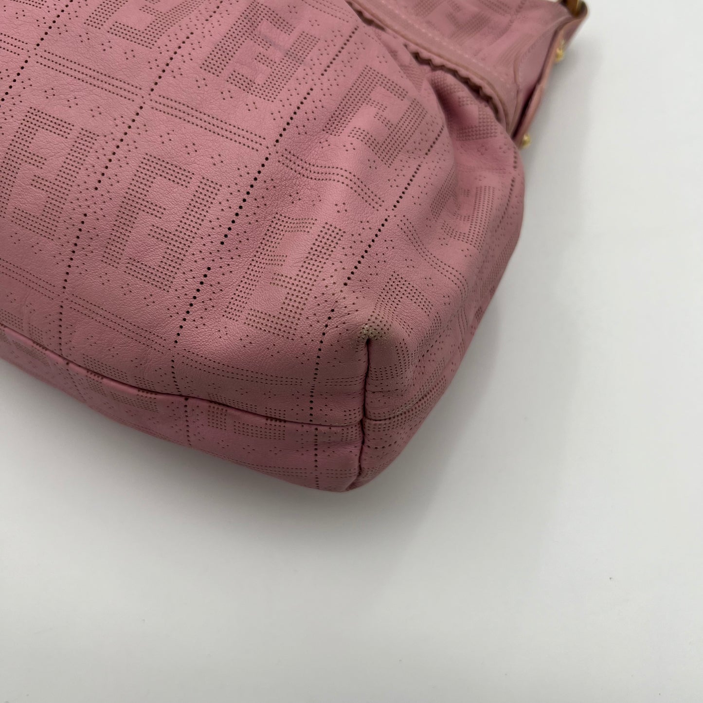 Fendi Pink Zucca Perforated Leather Chef Hobo Shoulder Bag
