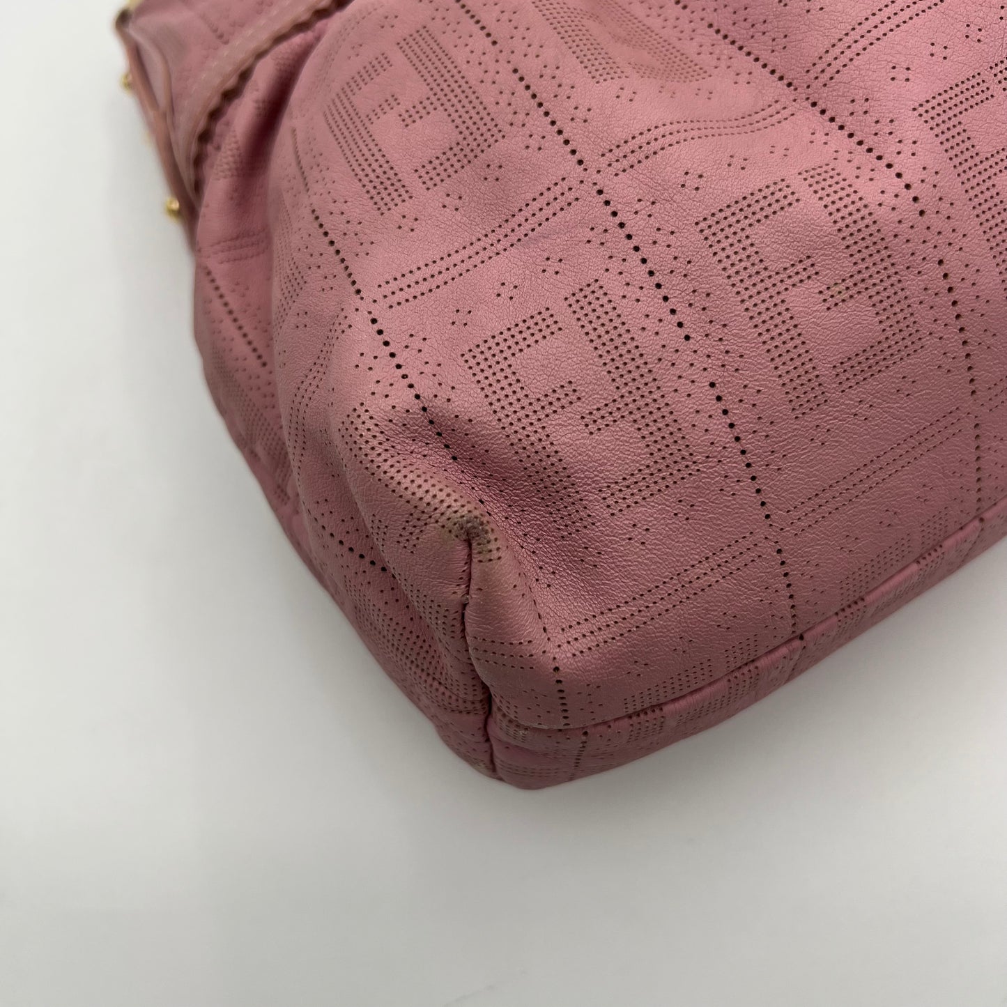 Fendi Pink Zucca Perforated Leather Chef Hobo Shoulder Bag