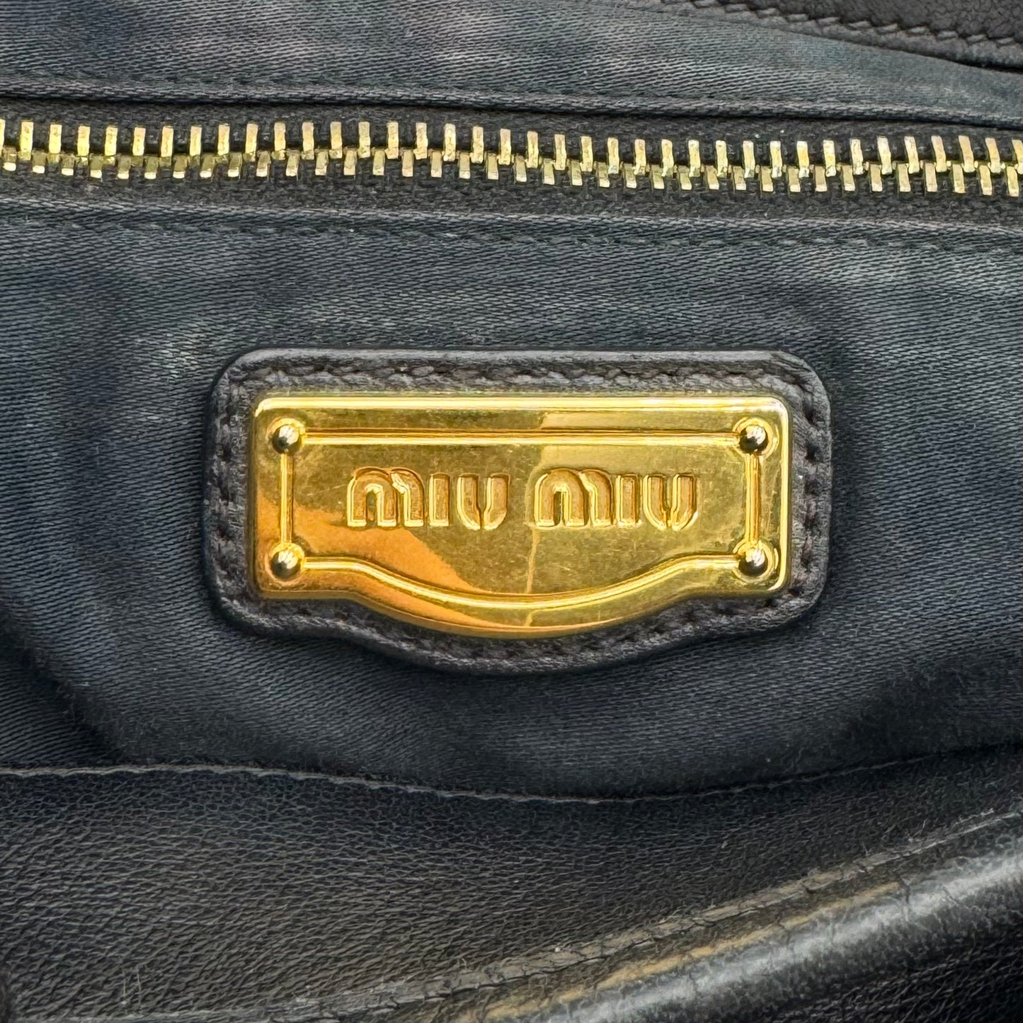 Miu Miu Black Matelasse Nappa Leather Braided Handle Large Coffer Handbag with Long Strap GHW