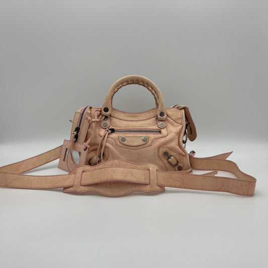 Balenciaga Soft Pink Marbled Leather Mini City