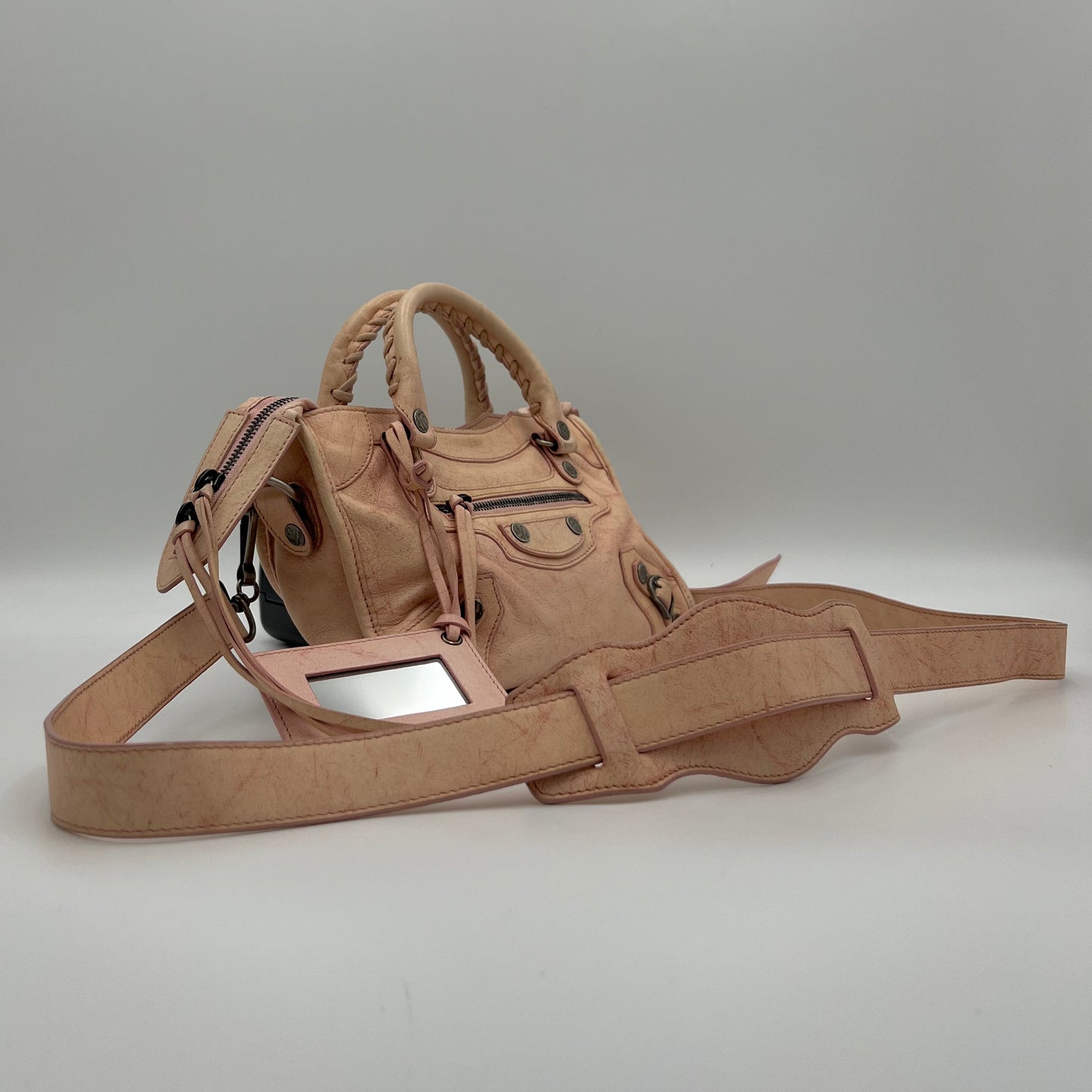 Balenciaga Soft Pink Marbled Leather Mini City