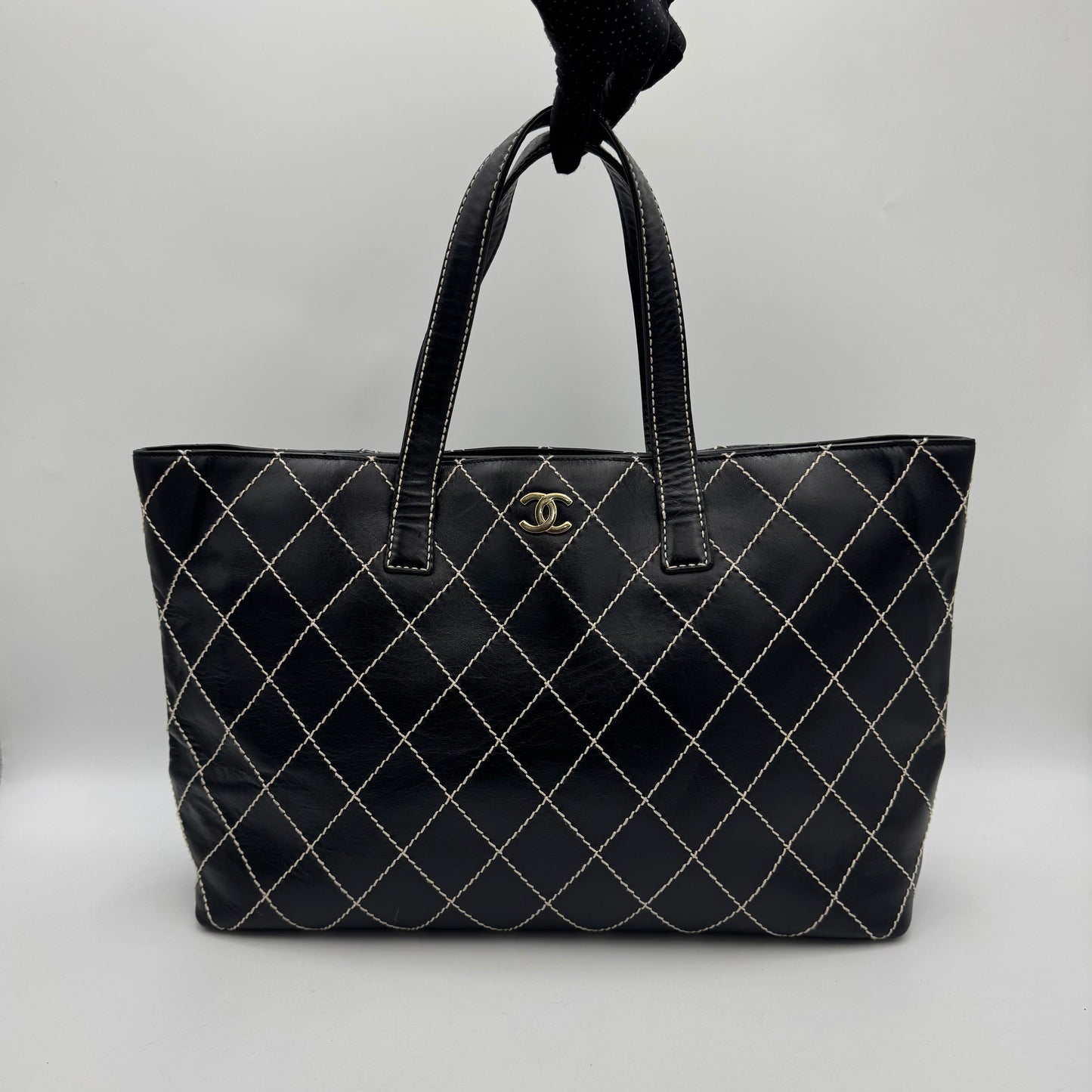 Chanel Black Calfskin Wild Stitch Large Tote Series 7