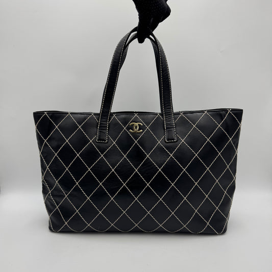 Chanel Black Calfskin Wild Stitch Large Tote Series 7