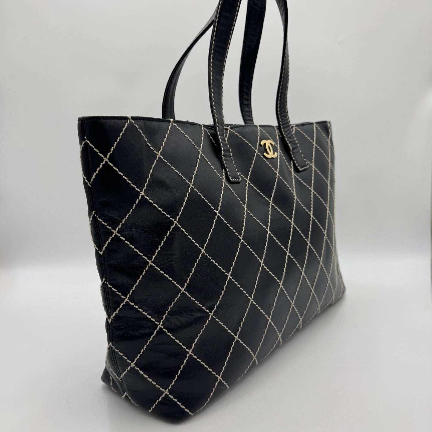 Chanel Black Calfskin Wild Stitch Large Tote Series 7
