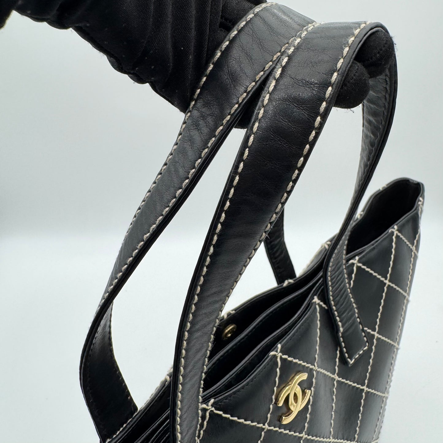 Chanel Black Calfskin Wild Stitch Large Tote Series 7
