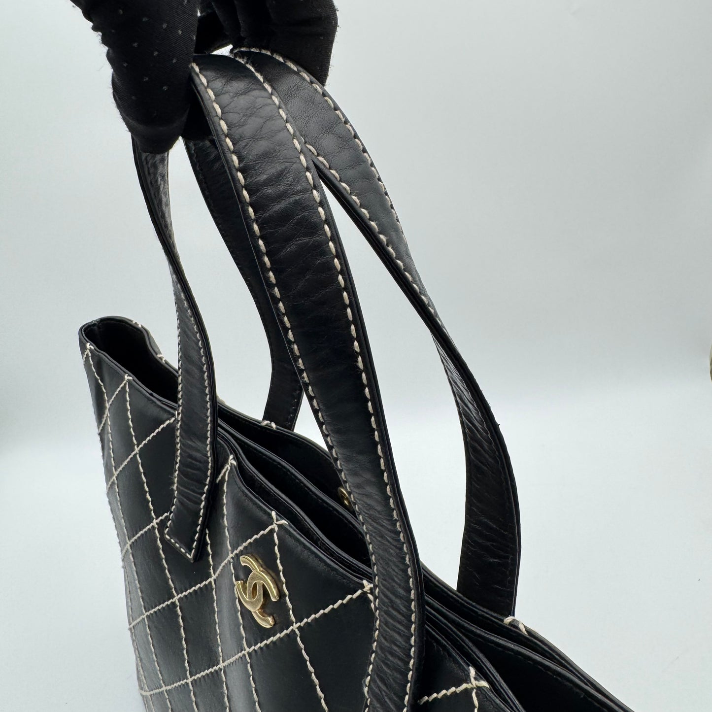 Chanel Black Calfskin Wild Stitch Large Tote Series 7