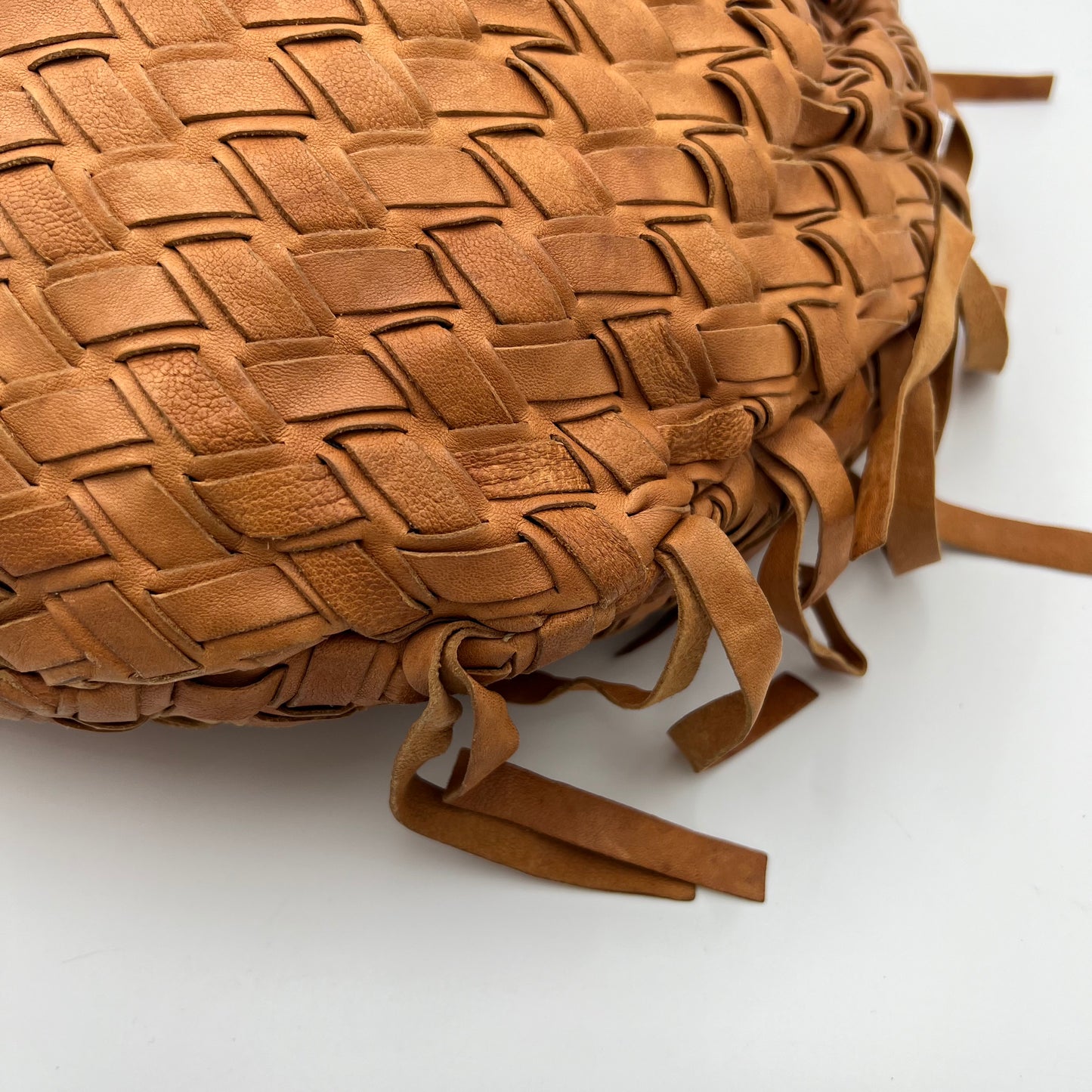 Miu Miu Brown Woven Fringe Large Hobo Bag