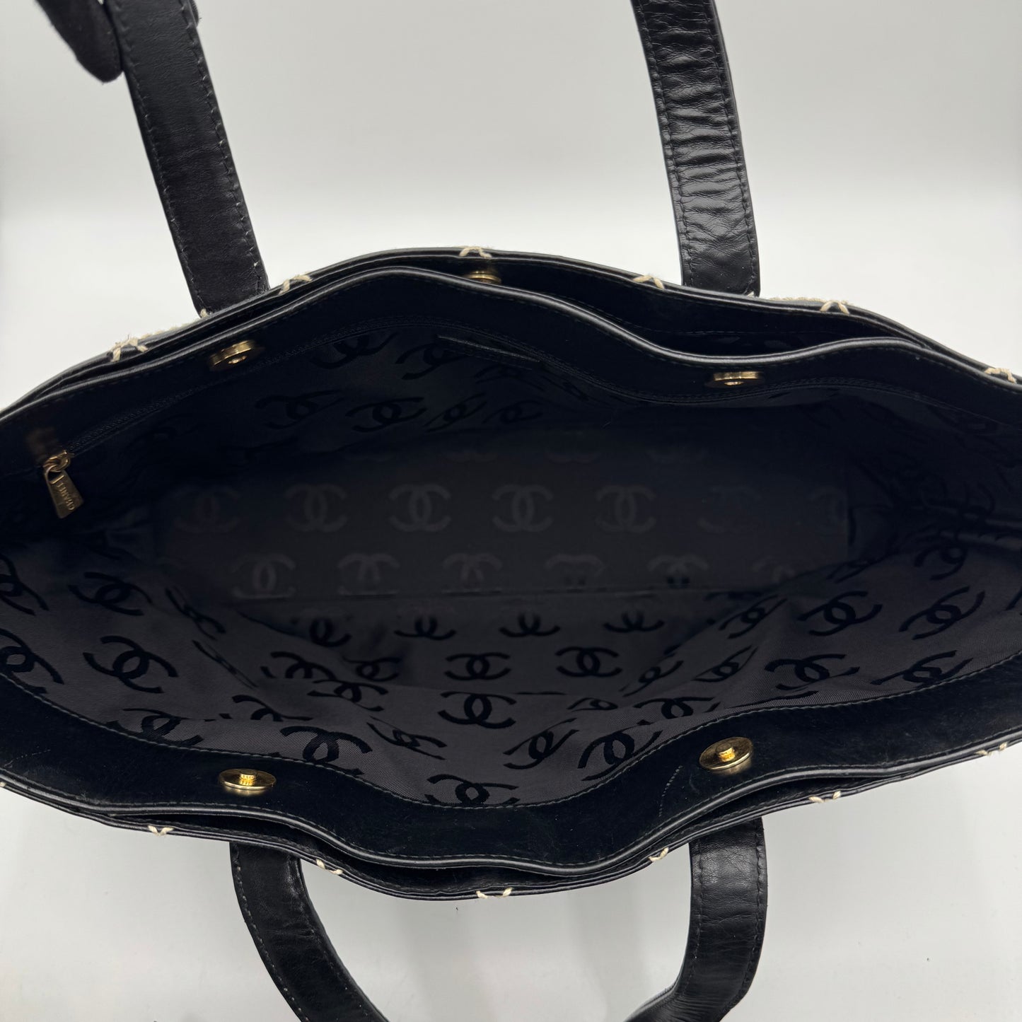 Chanel Black Calfskin Wild Stitch Large Tote Series 7