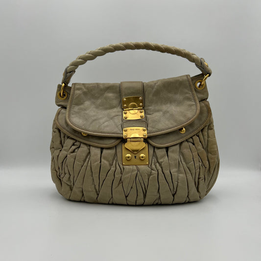 Miu Miu Light Gray Matelasse Coffer Handbag