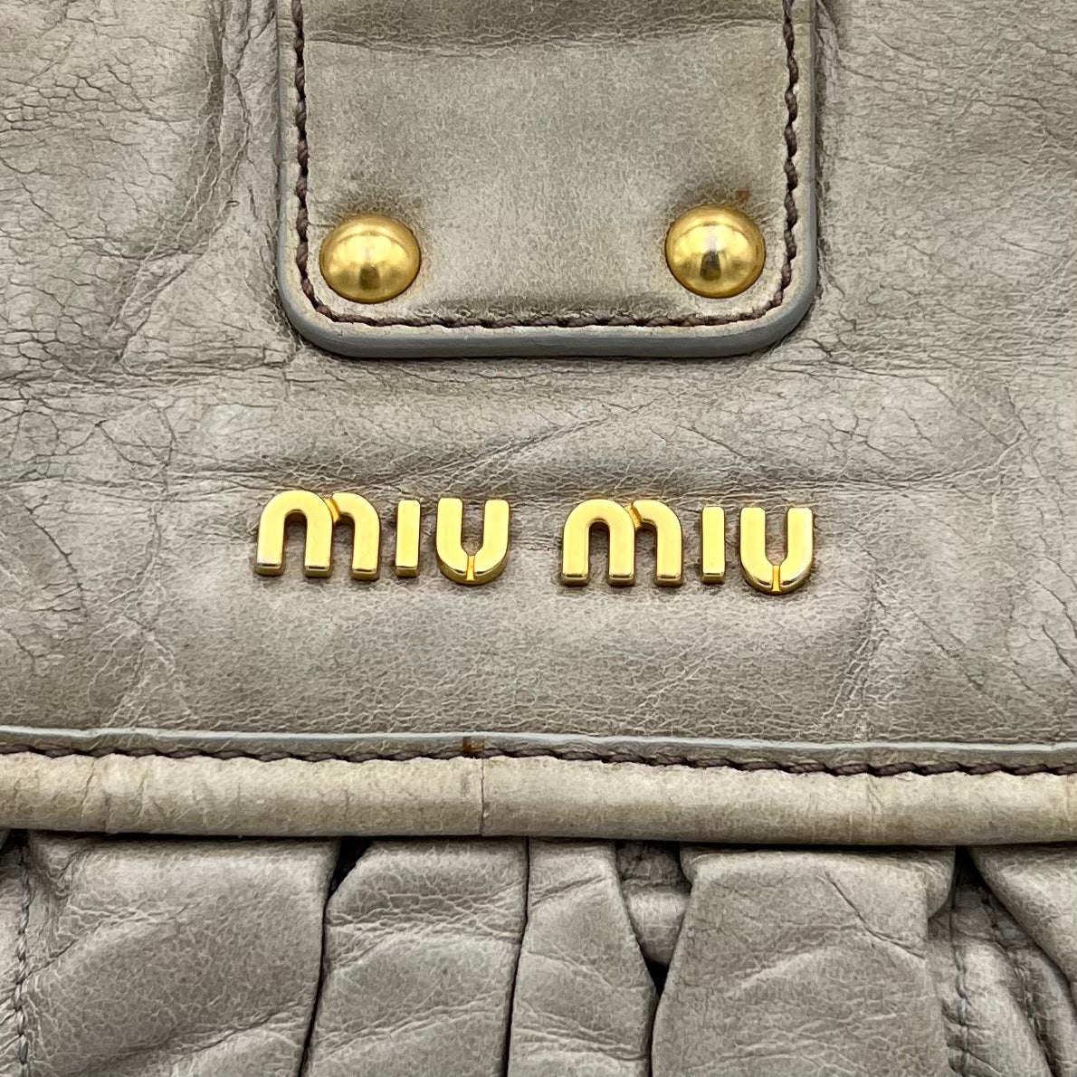Miu Miu Light Gray Matelasse Coffer Handbag