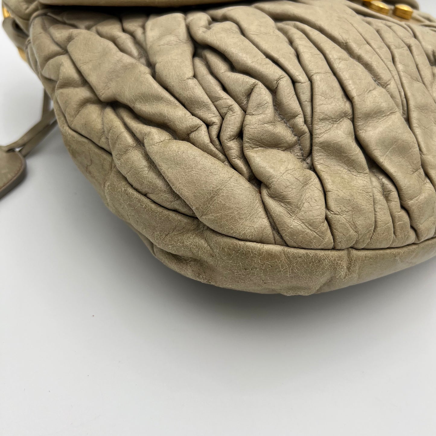 Miu Miu Light Gray Matelasse Coffer Handbag