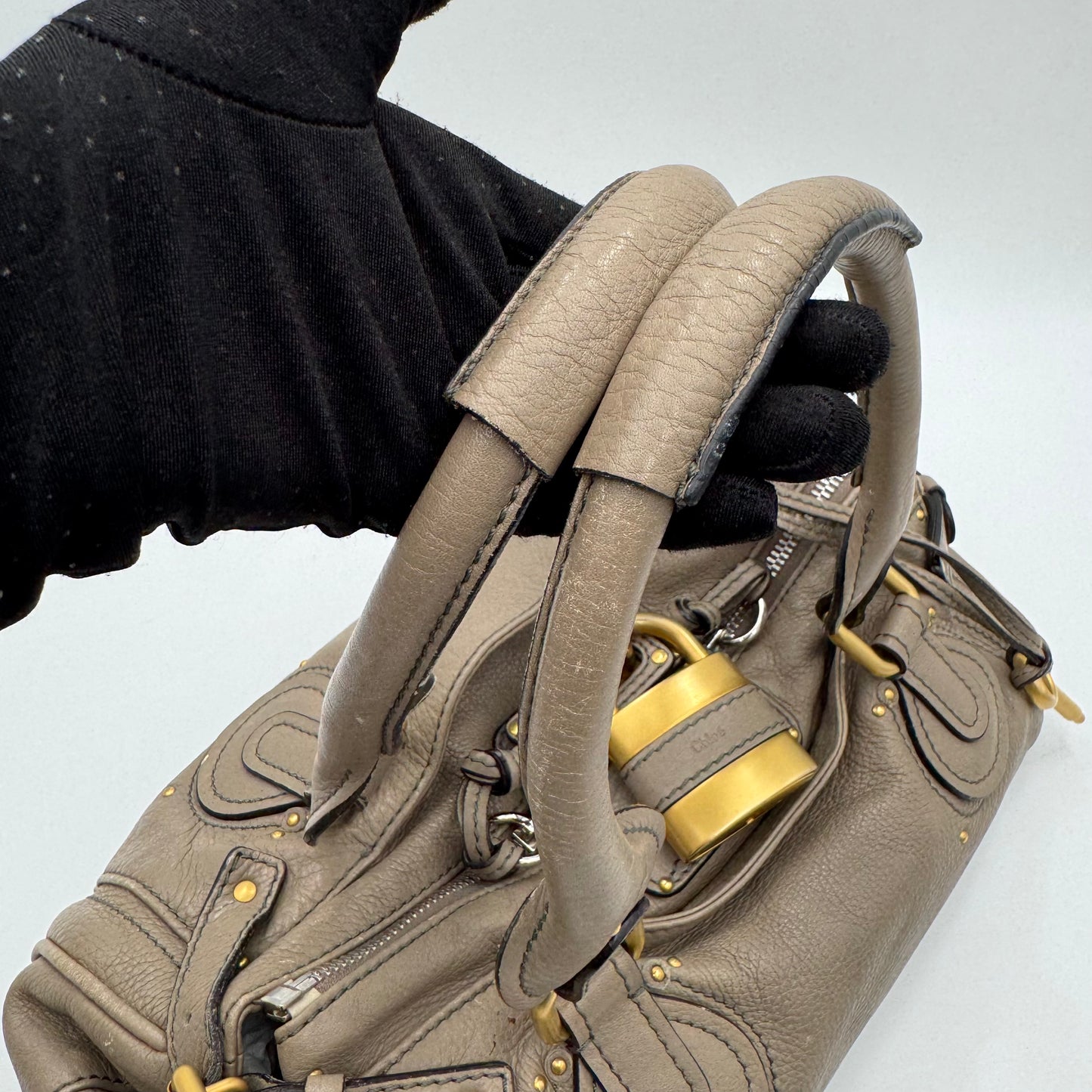 Chloe Taupe Leather Paddington GHW