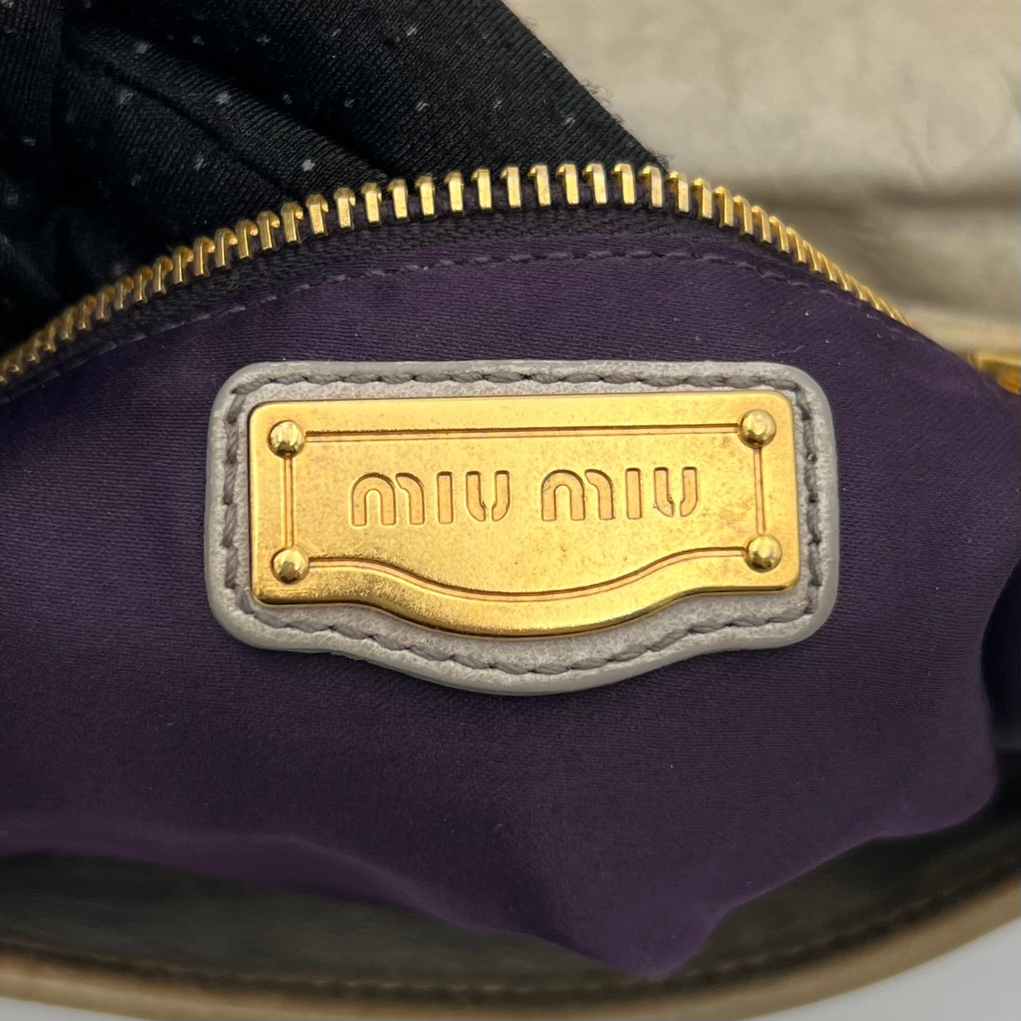 Miu Miu Light Gray Matelasse Coffer Handbag