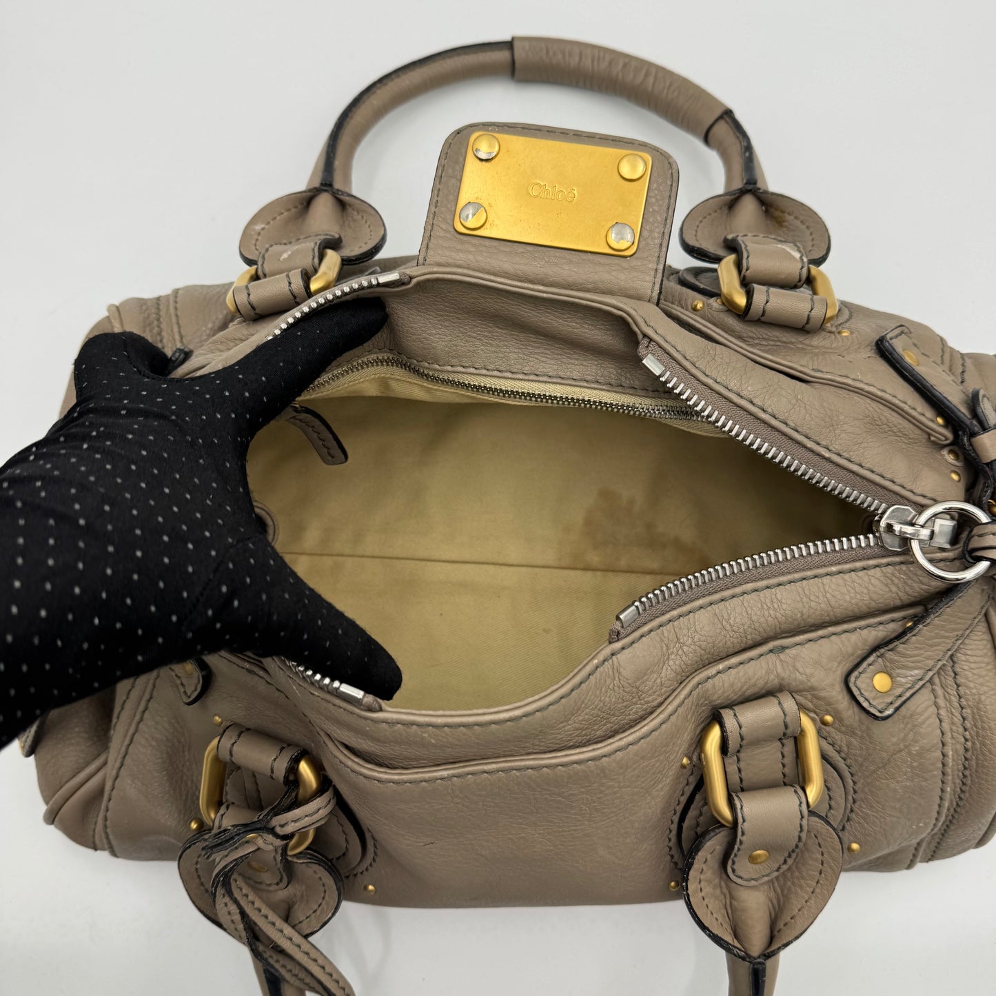 Chloe Taupe Leather Paddington GHW