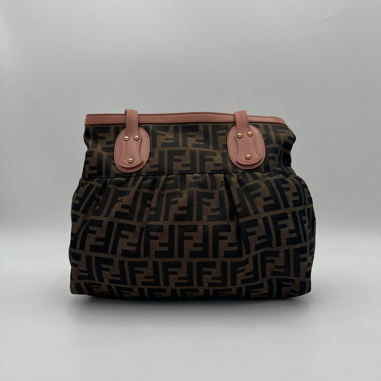 Fendi Tobacco Zucca Pink Leather Zip Chef Tote