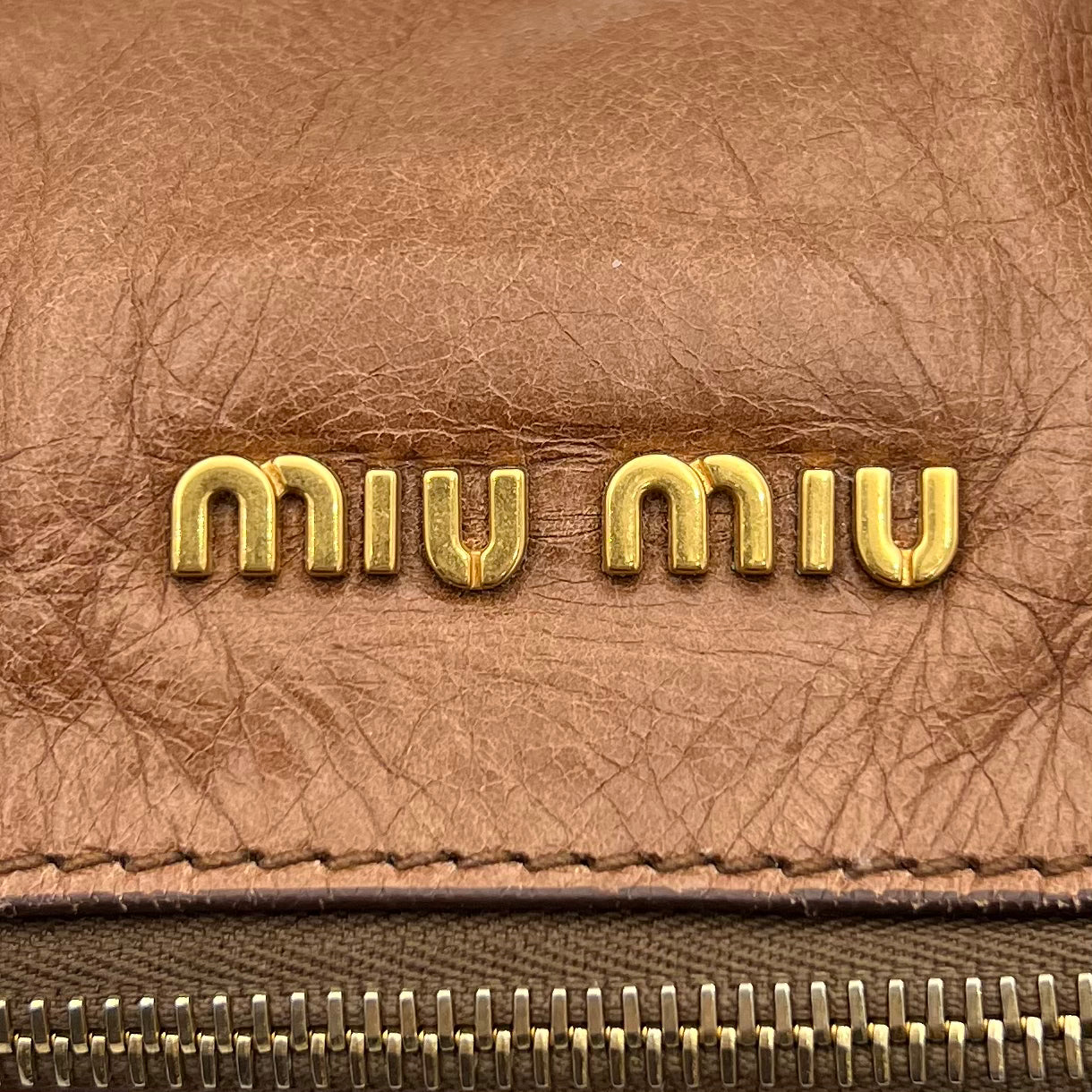 Miu Miu Cognac Brown Lux Vitello Bow Satchel Bag