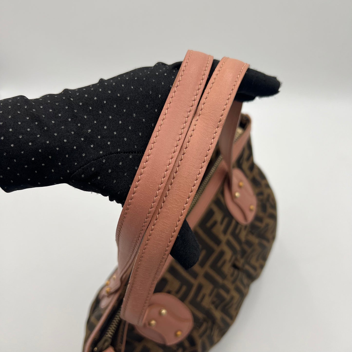 Fendi Tobacco Zucca Pink Leather Zip Chef Tote