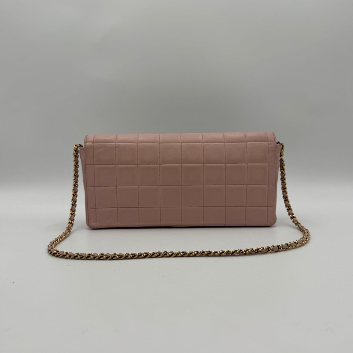Chanel Pink Lambskin Chocolate Bar East West Shoulder Bag