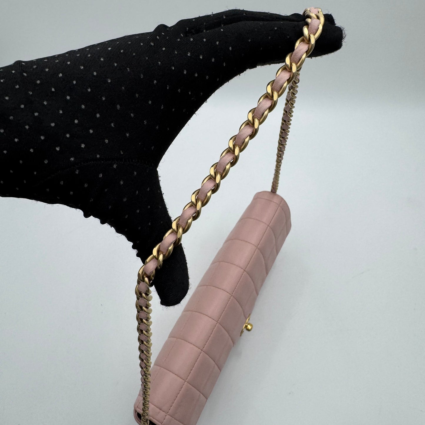 Chanel Pink Lambskin Chocolate Bar East West Shoulder Bag