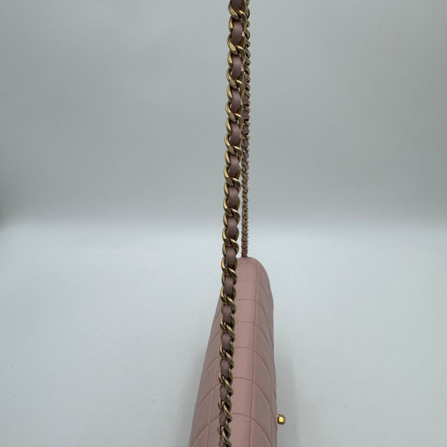 Chanel Pink Lambskin Chocolate Bar East West Shoulder Bag