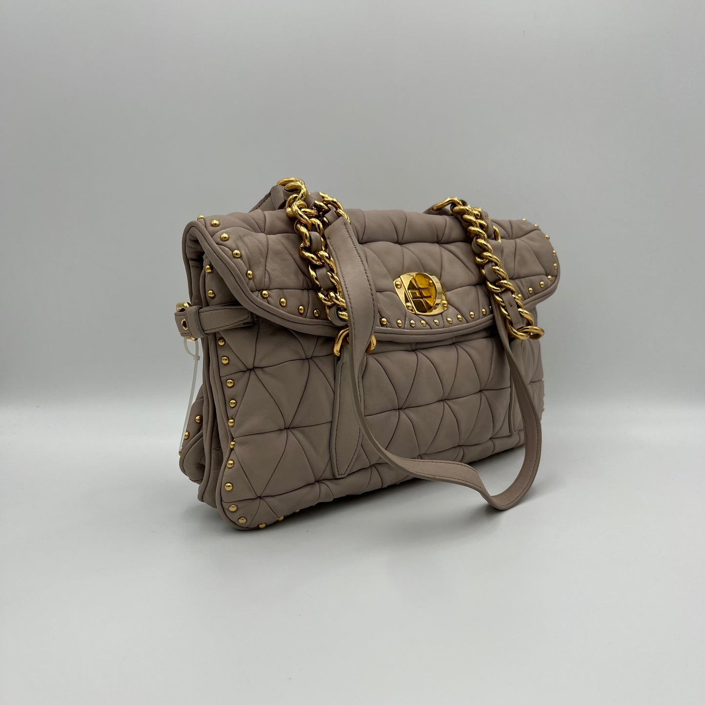 Miu Miu Quilted Leather Studded Chain Shoulder Bag